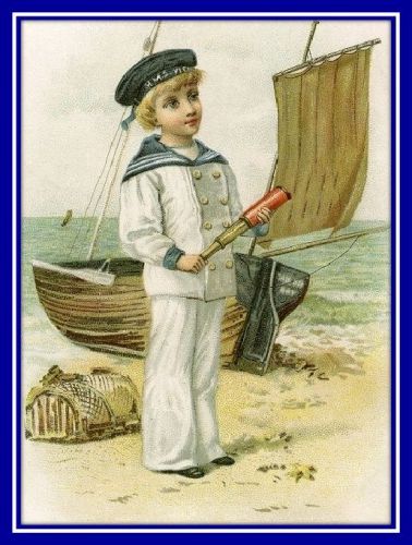 30 Custom Vintage Sailor Boy Personalized Address Labels