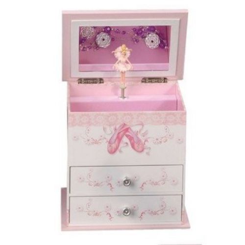 Mele Angel Girls Wooden Musical Ballerina Jewelry Box with Fashion Paper Overlay
