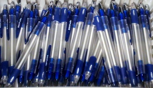 10 New Misprint Ballpoint Retractable Ink Pens, Blue and Clear
