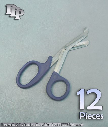 12 Pcs Paramedic Utility Bandage Shear Scissor 5.5&#034; Blue Handle