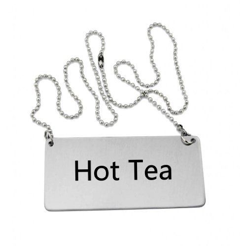 New star stainless steel chain sign, &#034;hot tea&#034;, 3-1/2-inch by 1-1/2-inch, set of for sale