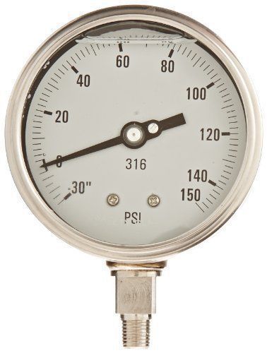 PIC GAUGE 4001-4LCF-GF GLYCERIN FILLED BOTTOM MOUNT PRESSURE GAUGE W/ STAINLESS