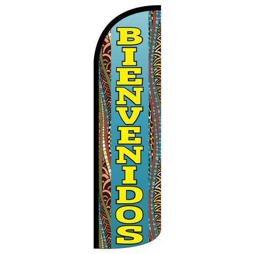 Bienvenidos windless swooper flag jumbo full sleeve banner + pole made usa for sale