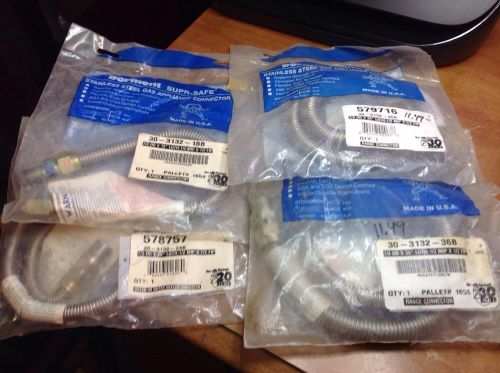 lot of 4 dormont stainless steel gas appliance connectors