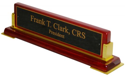 Executive Engraved Nameplate with Rosewood Desk Holder