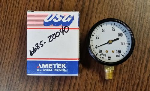 Ametek Spec 047411A Vacuum/Pressure Gauge, 30Hg to 150PSI, 2.5&#034;D, 1/4NPT