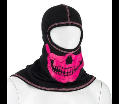 Nfpa pac f20 black ultra c6 flash hood with high vis pink fire ink skull - new for sale