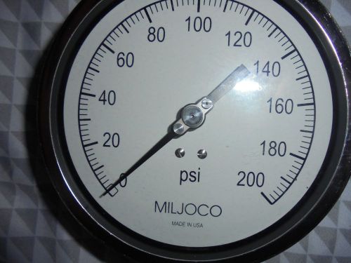 New~ miljoco 4 1/2 in. pressure guage 0-200psi p4509lx-07 2mcw4 for sale