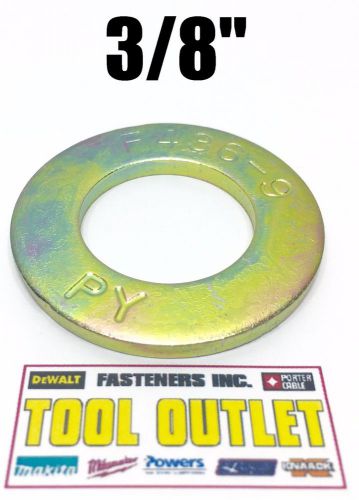(qty 1000) 3/8&#034; f436 sae grade 8 yellow zinc plated hardened flat washers for sale