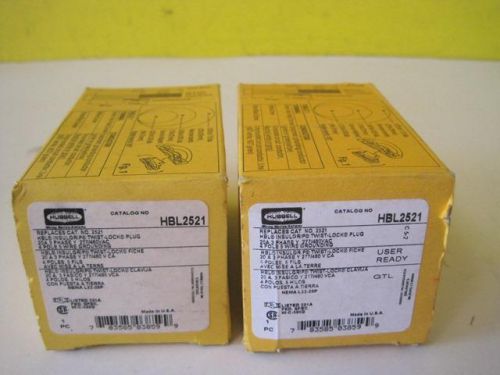 Lot of 2 hubbell insulgrip twist-lock plug hbl2521 new model 2521 20a 3 phase for sale