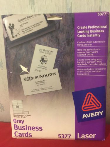 Avery Gray Business Cards Laser 5377 46 Sheets 10 Cards/Sheet 2&#034; X 3 1/2&#034;