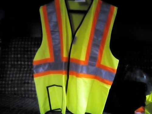Safety liteweight sleevless vest  orange/yell/ gray bands  X large Occulux Brand
