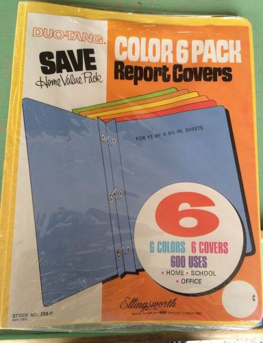 1 Pack Vintage Duo Tang 6 Pack  Color Report Covers Folders Ellingsworth