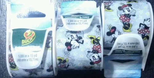 3 Rolls Disney Minnie Mouse Duck Brand Packaging Tape 1.88 in x 15 yr - Lot of 3