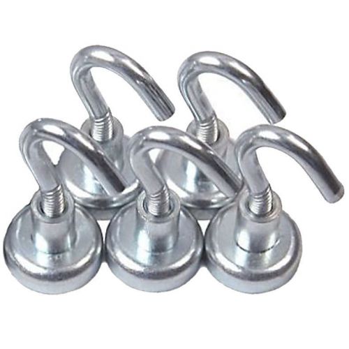 5 Neodymium Hook Magnets each holds ** 12 lbs **
