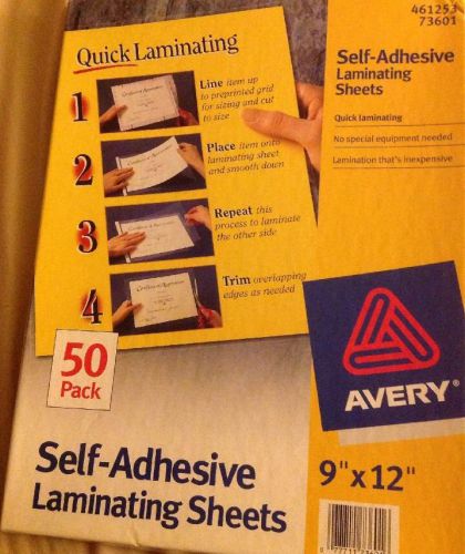 Avery 73601 Self Adhesive laminating Sheets, 9x12&#034; Box of 41 Sheets