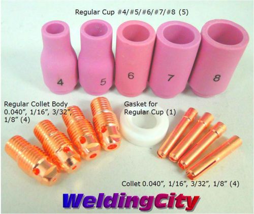 WeldingCity Accessory Kit Cup-Collet-Collet Body 0.040&#034;~1/8&#034; TIG Torch 9/20/25