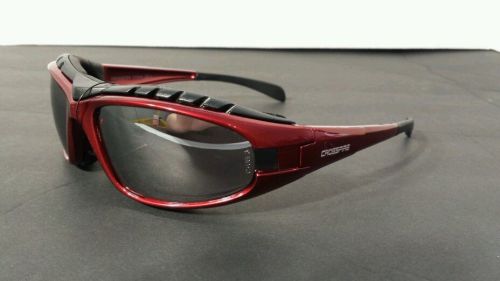 Crossfire diamondback safety glasses red foam lined frame silver mirror lens z87 for sale