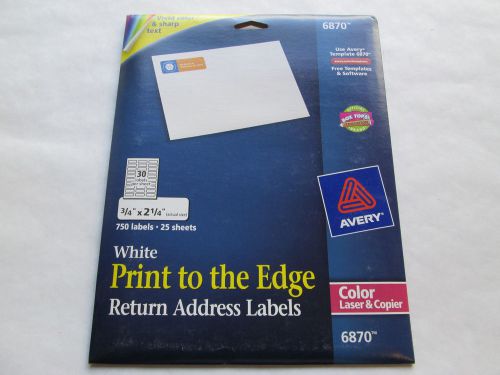 AVERY WHITE PRINT TO EDGE ADDRESS LABELS #6870 COLOR LASER COPIER FREE SHIPPING