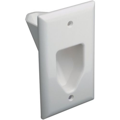 Datacomm Electronics 45-0001-WH Single-Gang Recessed Cable Plate - White