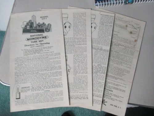 Directions for operating National Monodyne GT-1 Tube Set - SLT