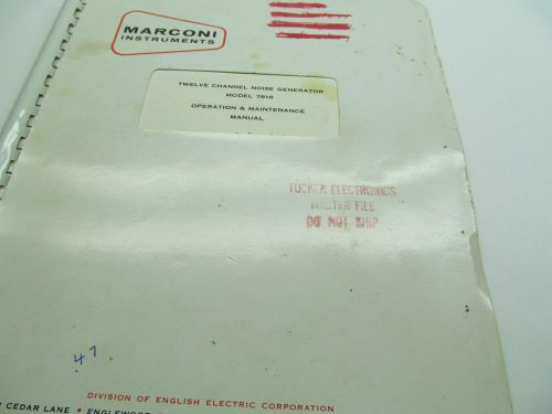 MARCONI TM7816 GENERATOR MANUAL, SCHEMATICS, PARTS LISTS,DATED 12/68