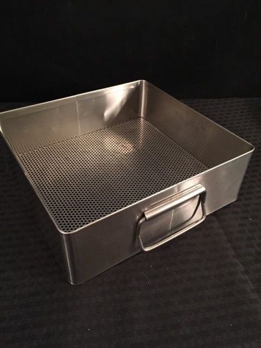 X MEDIN Stainless Steel Instrument Tray Basket w/Handles 10.5x10x3.5&#034; Good Cond.