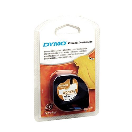 Dymo lt iron-on fabric labels, 1/2-inch x 6.5-foot roll, black print on white, for sale