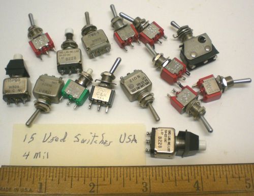 15 SPDT Assorted Mini Toggle Switches,C&amp;K,  Micro &amp; Others, Silver Contacts  USA