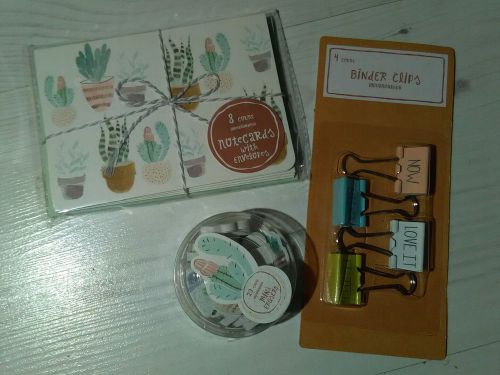 Target dollar one spot planner eraser binder clip notecard succulent cactus