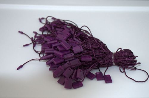 7&#034; 200 pcs purple hang tag nylon string flat lock pin loop fastener hook ties for sale