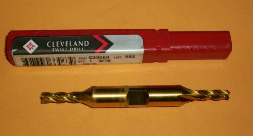 Cleveland 3/16 Double End Mill HSS TiN Coated 1/2&#034; LOC Centercutting 4 Flute NEW