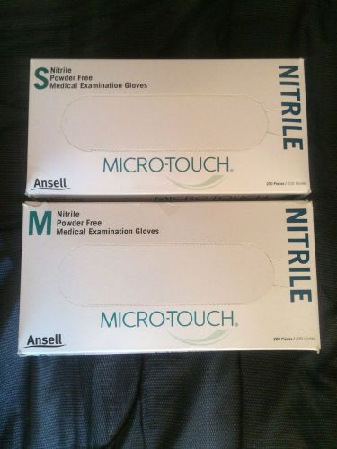 Ansell MicroTouch Nitrile Exam Glove  Powder Free Sz Small &amp; Medium - 200 pcs