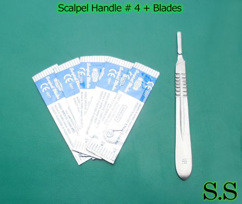 8 Scalpel Handle 4 w/ Blades Surgical Dental Instrument