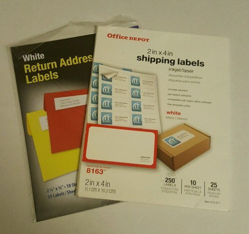 OFFICE DEPOT 180 2&#034;X4&#034; Shipping Labels PLUS 300 Return Address Label GREAT DEAL!