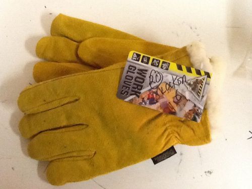 2 pairs heavy fleece lined large size 9  cowhide premium winter lined work glove