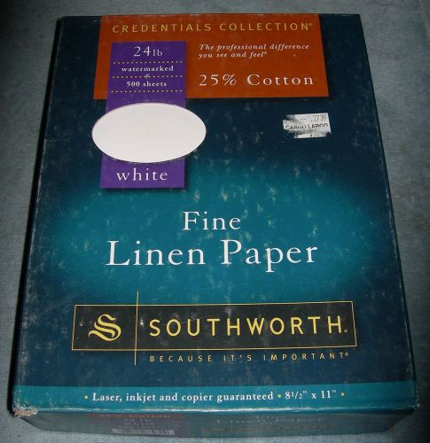 Southworth White Fine Linen Paper 24 Pounds 25% Cotton 500 Sheets NIB