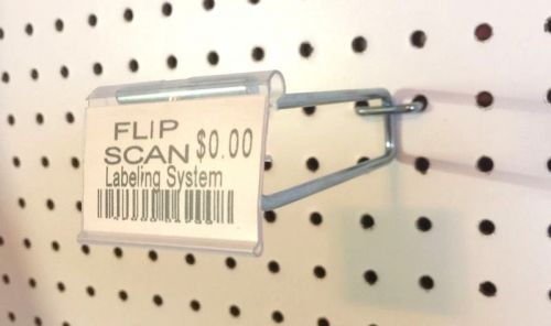 (50 PACK) 6 Inch Flip Scan Metal Peg Hooks with Label Holder  1/8 &amp;1/4 Pegboard
