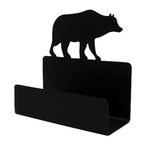 Bear Business Card Holder Wrought Iron Cabin Lodge Office Decor