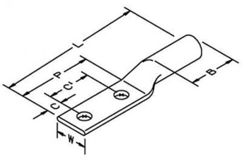 3M (31122) Copper Two Hole Long Barrel Lug 31122, up to 35 kV, 4 AWG