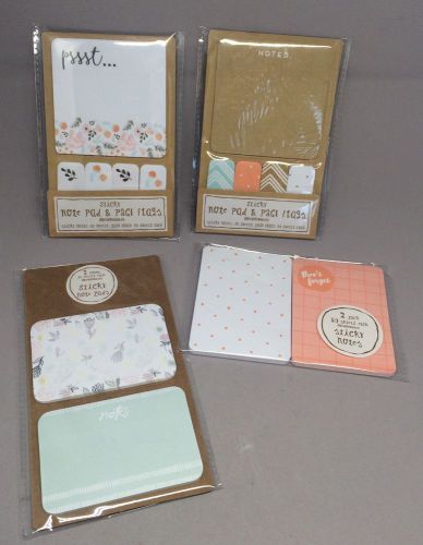 Stationery Set Target Dollar Spot Peach Green Floral Sticky Notes Page Flags NEW