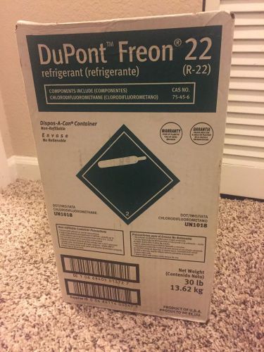 DuPont Refrigerant R-22 FULL 30 lb. Cylinder, Tank, Sealed In Box