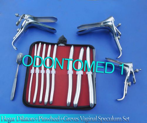 HEGAR DILATOR SOUNDS 8 PCS +WARTENBERG PINWHEEL 3 PRONG+3 GRAVES SPECULUMS