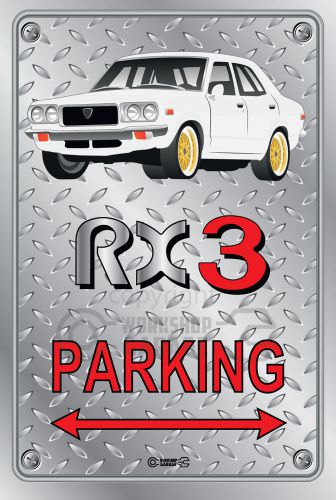 Parking Sign Metal MazdA RX3 4-door-07 - Checkerplate Look