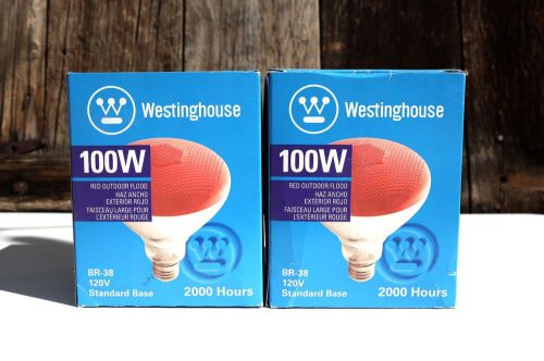 2 Westinghouse 100w Red Par Flood Bulbs 04410