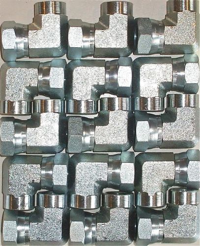 Lot of 15 Steel Hydraulic Fittings 3/8&#034; Fem. NPTF x 1/2&#034; Fem. NPSM Swiv. 90 ELB
