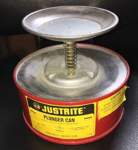 JUSTRITE 10108 Plunger Can, 1 qt., Galvanized Steel, Red
