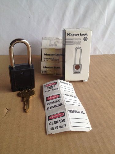Lot (3) new master lock 410kablk keyed-alike safety lockout padlock black for sale