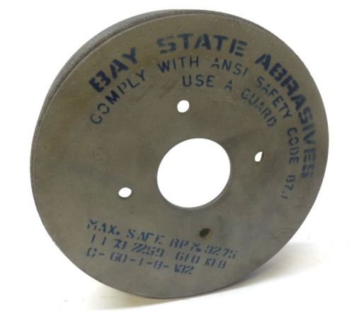 BAY STATE ABRASIVES GRINDING WHEEL, RPM 3275, 7&#034; OAD, C-60-I-8-V32