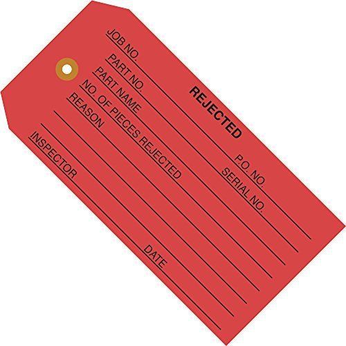 Aviditi G20031 13 Point Cardstock Rejected Inventory Tag, 4-3/4&#034; Length x 2-3/8&#034;
